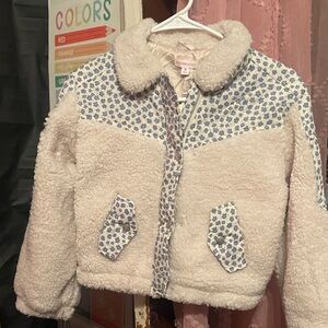 Saks Design History Little Girls Cream Daisy Sherpa Coat